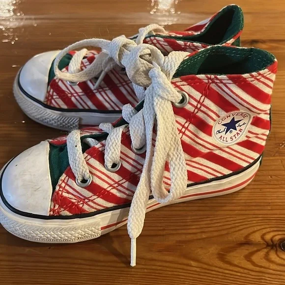 Christmas Candy Cane Converse  All Star High top kids 7 - Picture 6 of 10